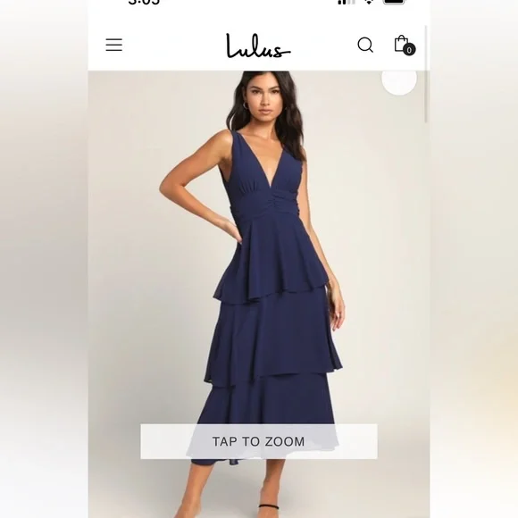 slim fit dress slacks Lulus Meridith Slate Blue Ruffled Lace-Up Maxi Dress, Size Medium – Vanessa  Jane main image 0